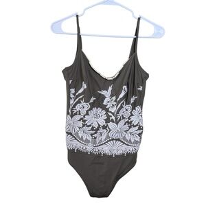 Vintage La Perla Floral Embroidered One Piece Swimsuit
